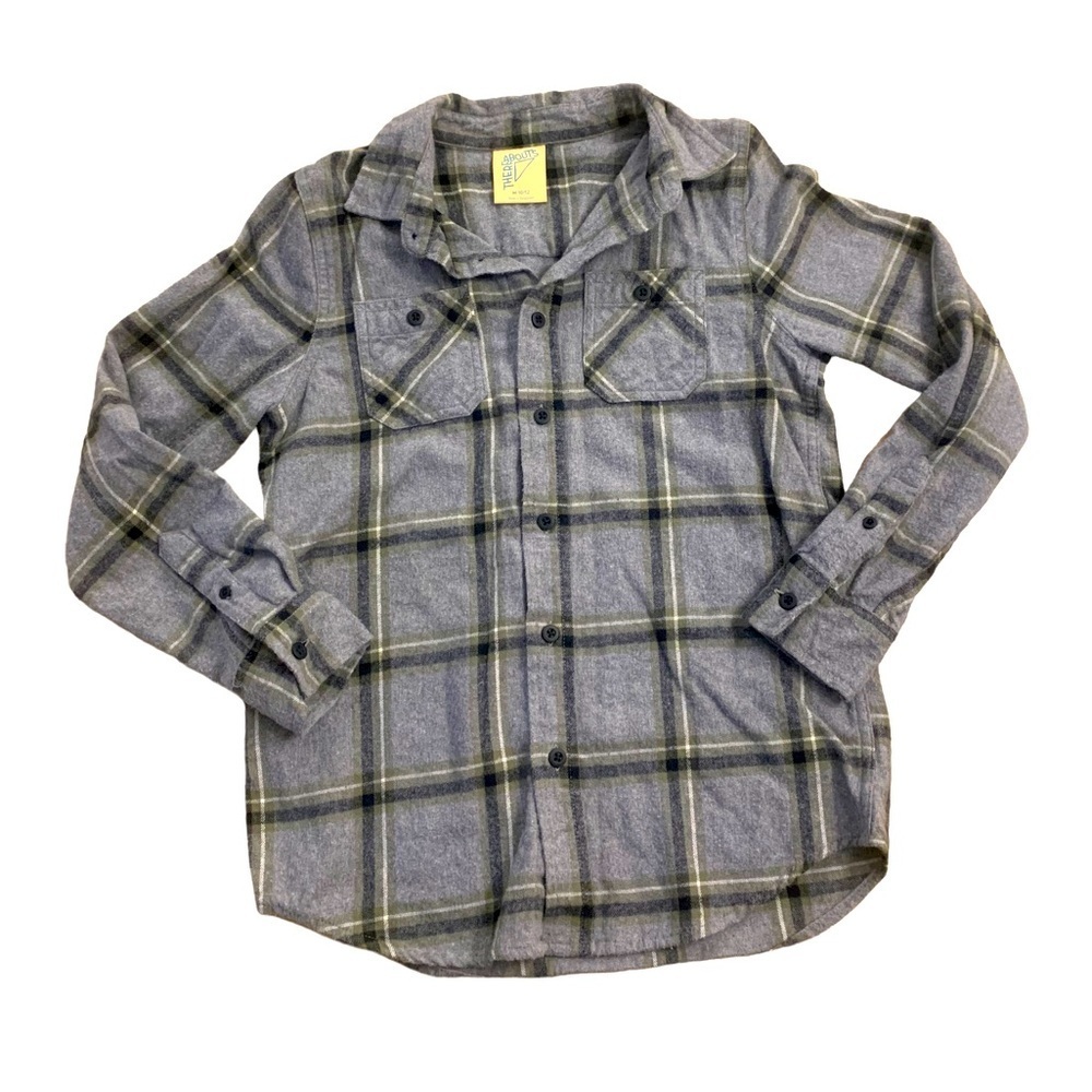 There Abouts | Gray Plaid Long Sleeve Boys Button Down Shirt Medium (10/12)